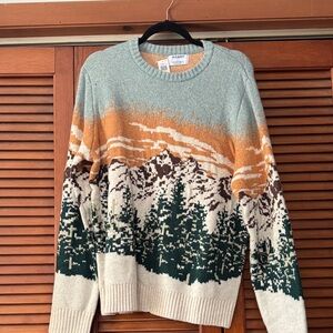 Old Navy Men's Scenic Crewneck Sweater - Green, Orange, Cream